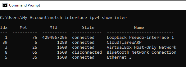 Check Nomor Index NIC Adapter